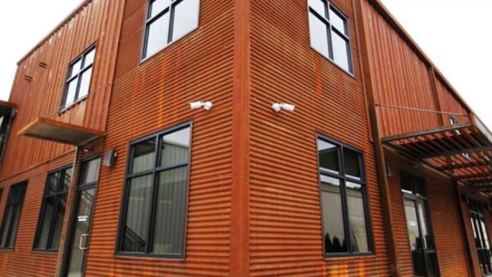 Corrugated corten steel siding