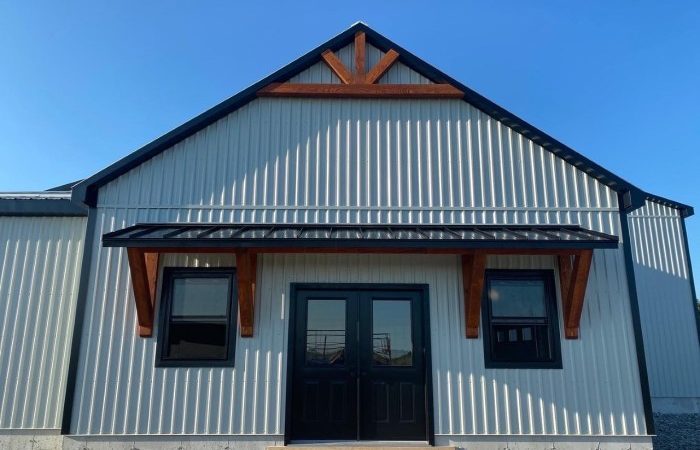 Painted ribbed metal siding